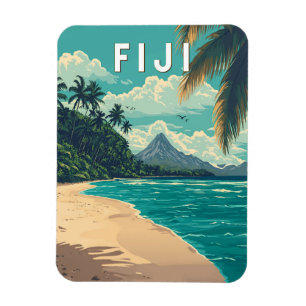 Fiji Illustration Travel Art Vintag Magnet