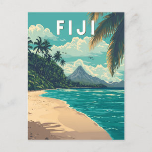Fiji Illustration Travel Art Vintag Postkarte