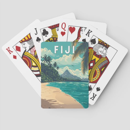 Fiji Illustration Travel Art Vintag Spielkarten (Rückseite)