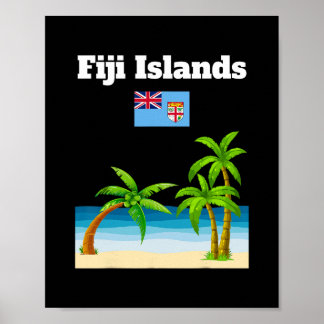 Fiji Islands Lover Travel Souvenir Fijian Flag Vac Poster