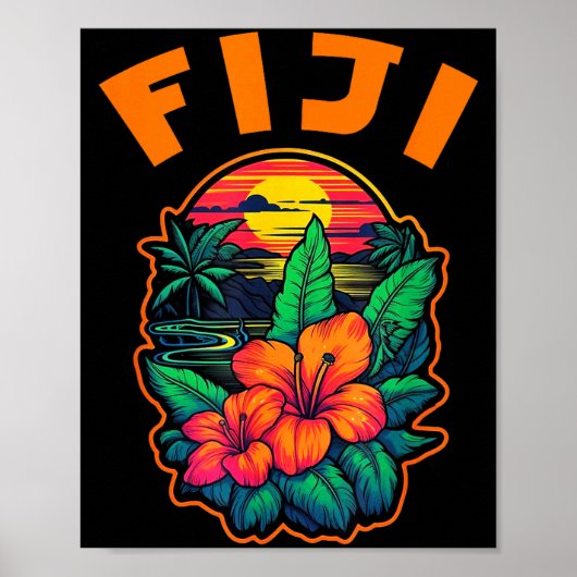 Fiji Islands Pacific Ocean Trocal Flowers Beach Va Poster (Vorne)
