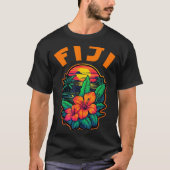 Fiji Islands Pacific Ocean Trocal Flowers Beach Va T-Shirt (Vorderseite)