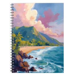 Fiji Mountains Coastline Travel Painting Notizblock