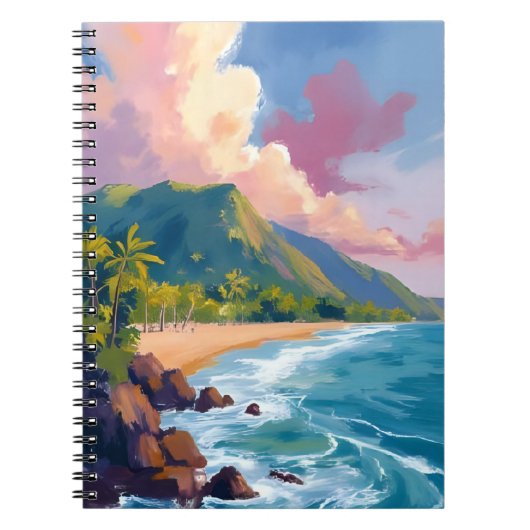 Fiji Mountains Coastline Travel Painting Notizblock (Vorderseite)