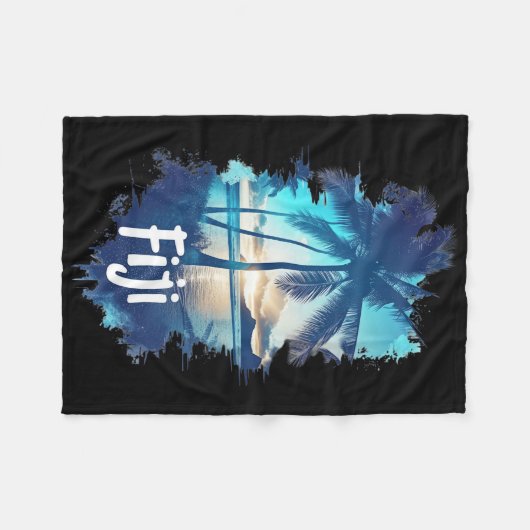 Fiji Palm Trees Beach Sunset Vacation Souvenir For Fleecedecke (Vorderseite (Horizontal))