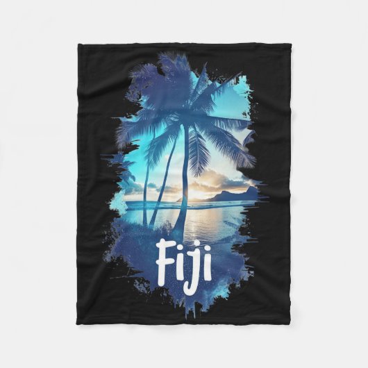 Fiji Palm Trees Beach Sunset Vacation Souvenir For Fleecedecke (Vorderseite)