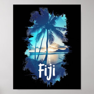 Fiji-Palmen Strand Sonnenuntergang Urlaub Souvenir Poster