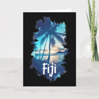 Fiji-Palmenstrand Sonnenuntergang Urlaubs-Souvenir Karte