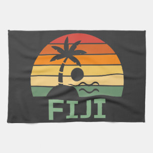 Fiji Retro-Palmen Sommerstrand Geschirrtuch