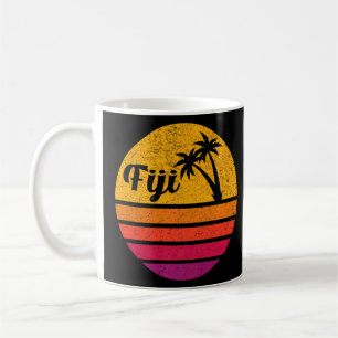 Fiji Retro Style 70er 80er Vintag Palm Tree Sunset Kaffeetasse