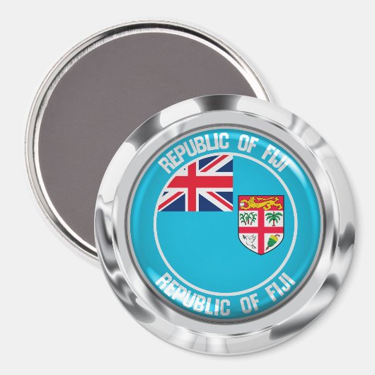 Fiji Round Emblem Magnet (Vorderseite/Rückseite)