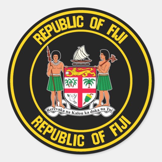 Fiji Round Emblem Runder Aufkleber (Vorderseite)