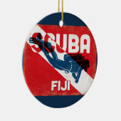 Fiji Scuba Diver - Blue Retro Keramik Ornament (Rechts)