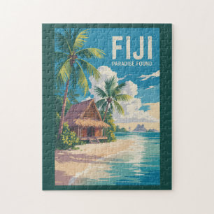 Fiji Strandhütte Reise Kunst Vintage Puzzle