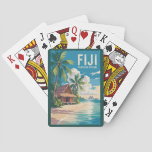 Fiji Strandhütte Reise Kunst Vintage Spielkarten