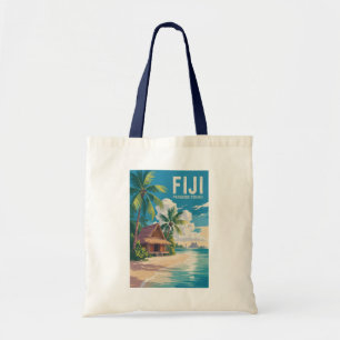 Fiji Strandhütte Reise Kunst Vintage Tragetasche