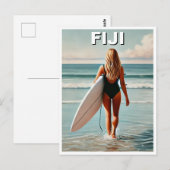 Fiji Surferin Postkarte (Vorne/Hinten)