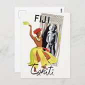 Fiji Tahiti Vintage Poster Postkarte (Vorne/Hinten)