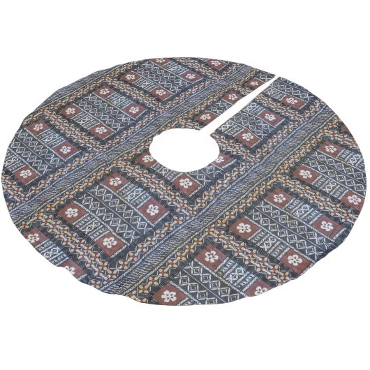 Fiji Tapa Cloth Tree Skirt Polyester Weihnachtsbaumdecke (Schrägansicht)