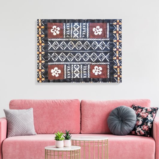 Fiji Tapa Tuch Print Wrapped Canvas Leinwanddruck (Insitu (Wohnzimmer))