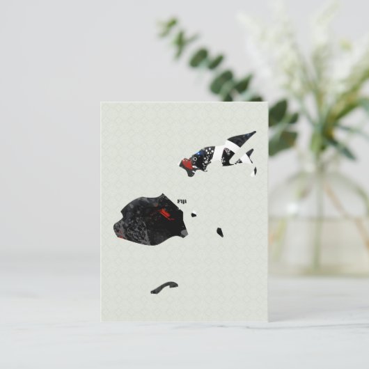 Fiji Trendy Peace Sign mit Fijian Map Postkarte (Stehend Vorderseite)