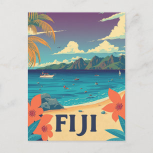 Fiji Tropical Island Beach Vintag Postkarte