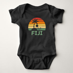 Fiji Vintag Palm Trees Summer Beach Baby Strampler