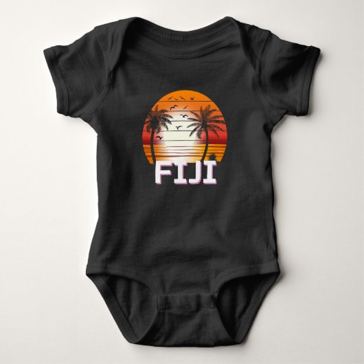 Fiji Vintag Palm Trees Summer Beach Baby Strampler (Vorderseite)