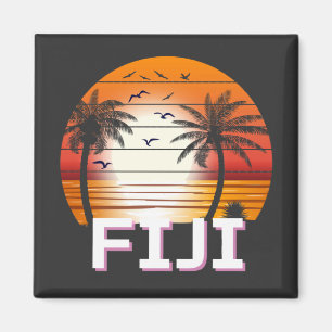 Fiji Vintag Palm Trees Summer Beach Magnet