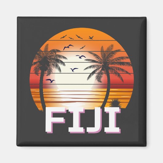 Fiji Vintag Palm Trees Summer Beach Magnet (Vorne)
