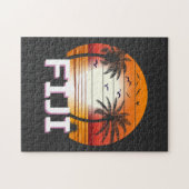 Fiji Vintag Palm Trees Summer Beach Puzzle (Horizontal)
