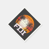 Fiji Vintag Palm Trees Summer Beach Serviette (Ecke)