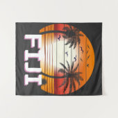 Fiji Vintag Palm Trees Summer Beach Wandteppich (Vorderseite (Horizontal))