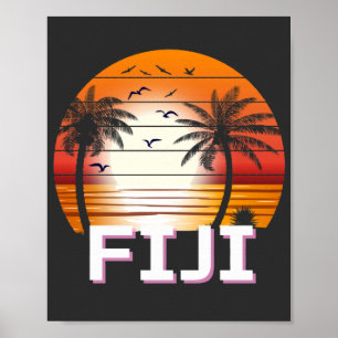 Fiji Vintage Palmen Sommer Strand Poster