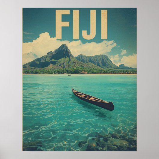 Fiji Waters – Retro Ocean Escape Travel  Poster (Vorne)