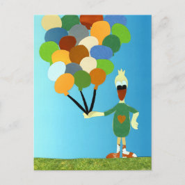 Fijne verjaardag eend met vrolijke ballonnen feest postkarte