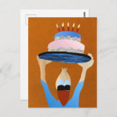Fijne verjaardag taart met kaarsen feest postkarte (Vorne/Hinten)