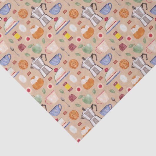 Fika (Ausschreibungsmuster) - Wasserfarbmuster Seidenpapier (Detail)