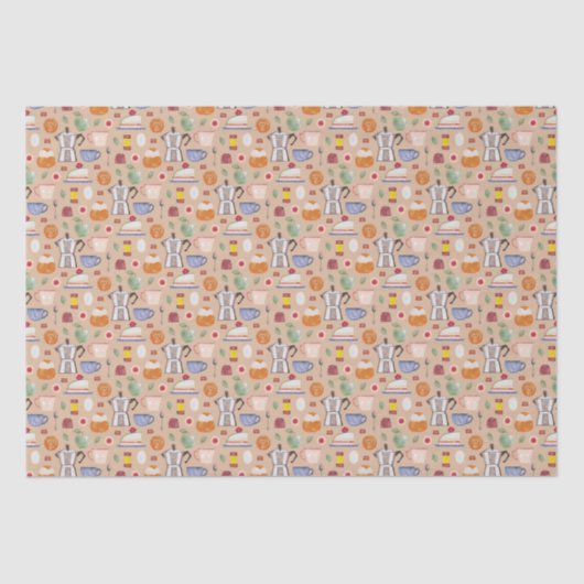 Fika (Ausschreibungsmuster) - Wasserfarbmuster Seidenpapier (Vorderseite)