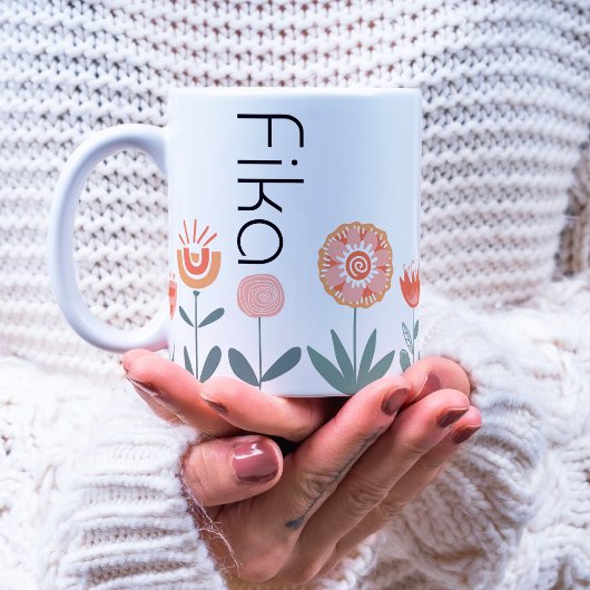 Fika Blume Kaffeepause Zweifarbige Tasse