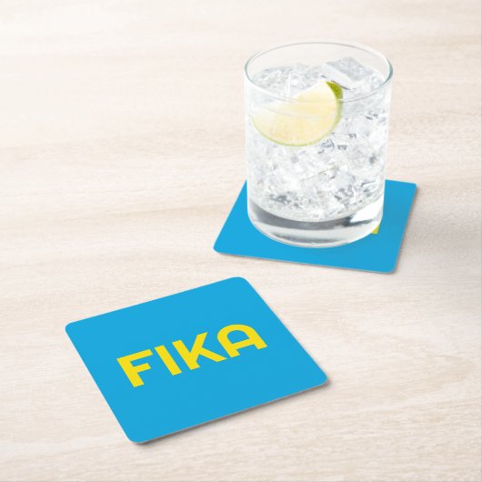 FIKA Bold Yellow and Blue Rechteckiger Pappuntersetzer (Vor Ort)