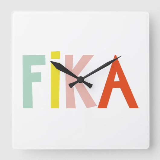 Fika Colors Quadratische Wanduhr (Vorderseite)