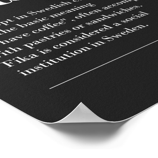 Fika definiert Kaffeepause aus Schweden T-Shi Poster (Ecke)