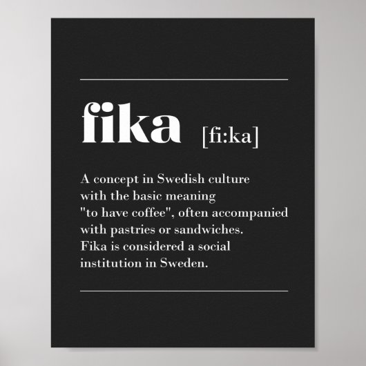 Fika definiert Kaffeepause aus Schweden T-Shi Poster (Vorne)