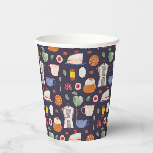 Fika (Eclipse) - Wasserfarbmuster Pappbecher (Rechts)