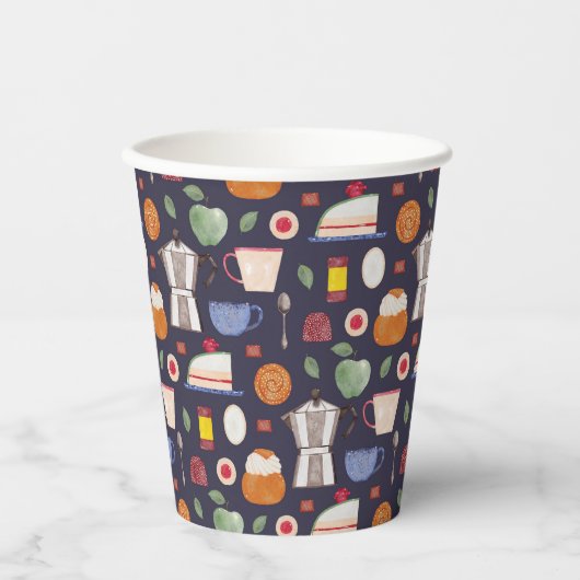 Fika (Eclipse) - Wasserfarbmuster Pappbecher (Vorderseite)