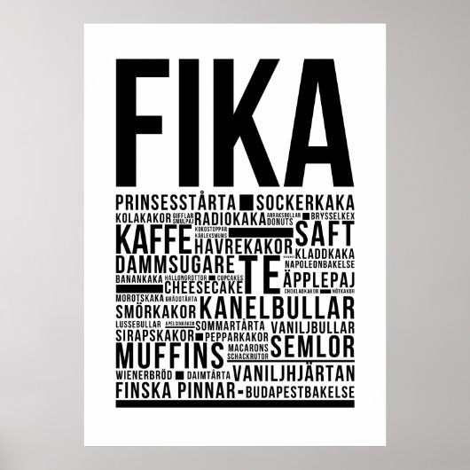 Fika-Süßigkeiten aus Schweden Typografie Poster (Vorne)