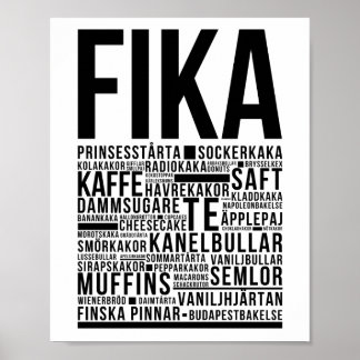Fika Sweet Coffee Süßigkeiten Typografie Poster