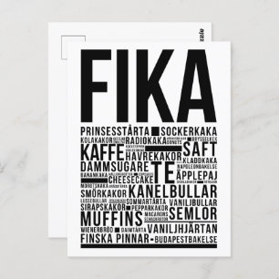 Fika Sweet Coffee Süßigkeiten Typografie Poster Postkarte