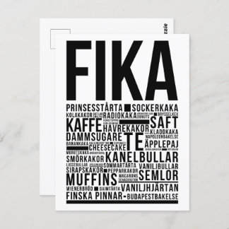 Fika Sweet Coffee Süßigkeiten Typografie Poster Postkarte